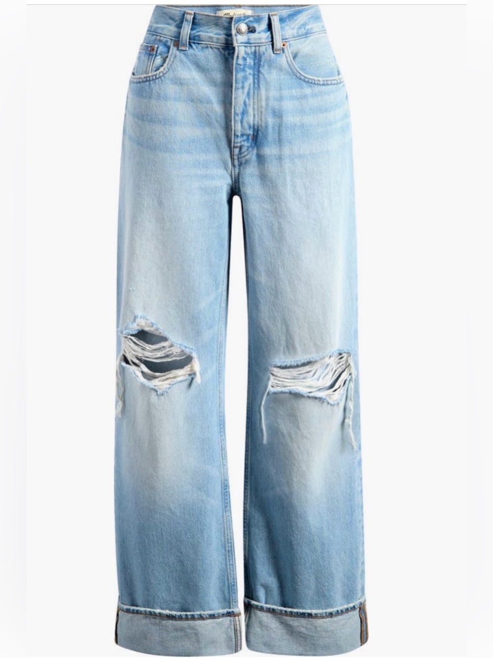 NWT Madewell Low-Slung Baggy Light Blue Distressed Jeans